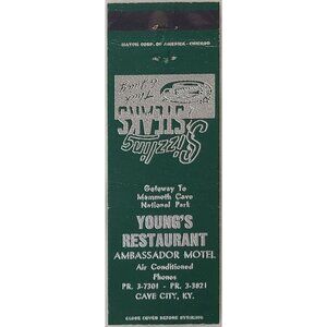 Front Strike Matchbook Cover Young's Restaurant Cave City KY Kentucky